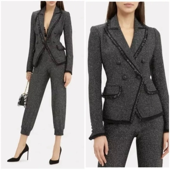 Veronica Beard Frisco Tweed Dickey Blazer Jacket Black Metallic Women Size 0 - Picture 1 of 10